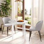 Gymax 35  Kitchen Table Round Dining Table w/ Marble-textured Veneer