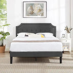 VECELO Upholstered Platform Bed Frame with Adjustable Headboard