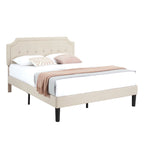 VECELO Upholstered Platform Bed Frame with Adjustable Headboard
