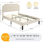 VECELO Upholstered Platform Bed Frame with Adjustable Headboard
