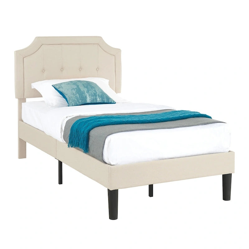 VECELO Upholstered Platform Bed Frame with Adjustable Headboard