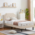 VECELO Upholstered Platform Bed Frame with Adjustable Headboard