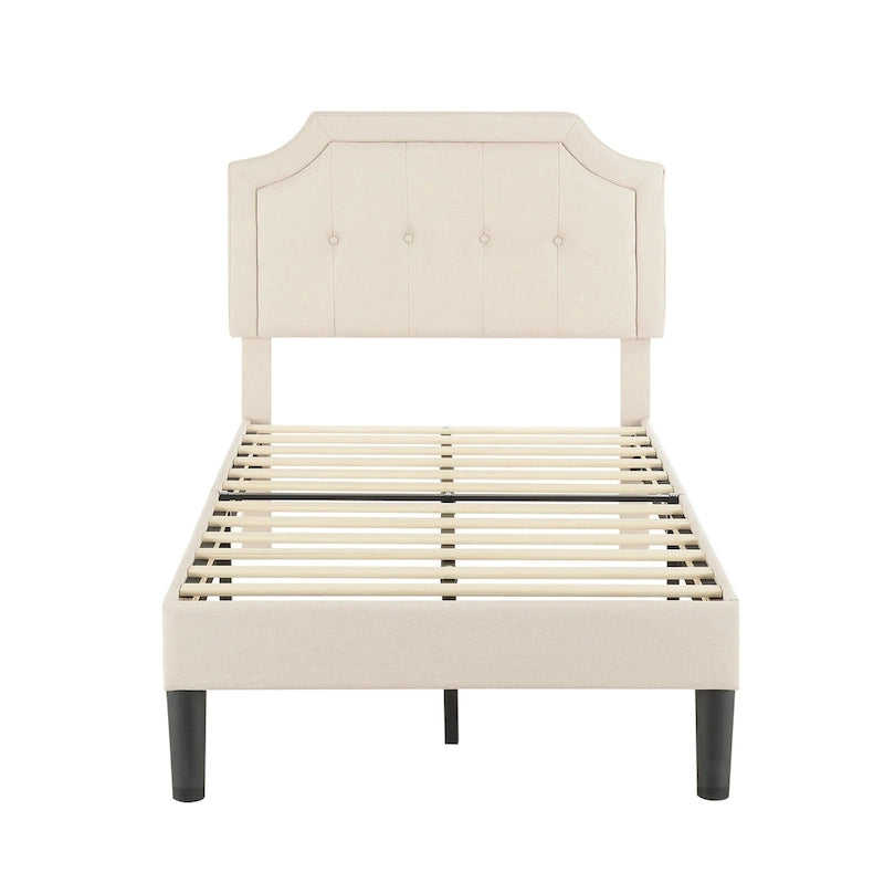 VECELO Upholstered Platform Bed Frame with Adjustable Headboard