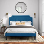 VECELO Upholstered Platform Bed Frame with Adjustable Headboard