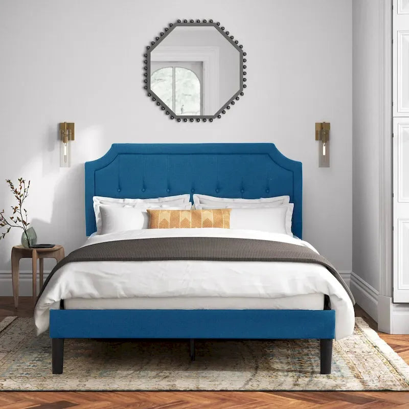 VECELO Upholstered Platform Bed Frame with Adjustable Headboard
