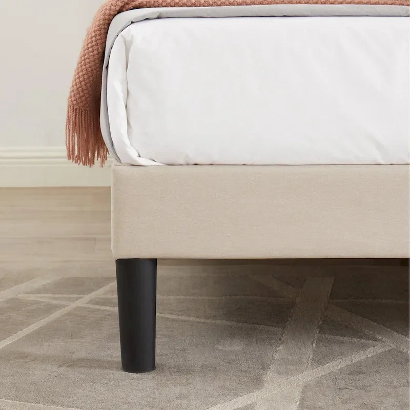VECELO Upholstered Platform Bed Frame with Adjustable Headboard