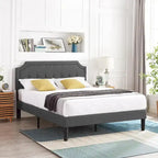 VECELO Upholstered Platform Bed Frame with Adjustable Headboard