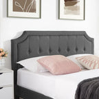 VECELO Upholstered Platform Bed Frame with Adjustable Headboard