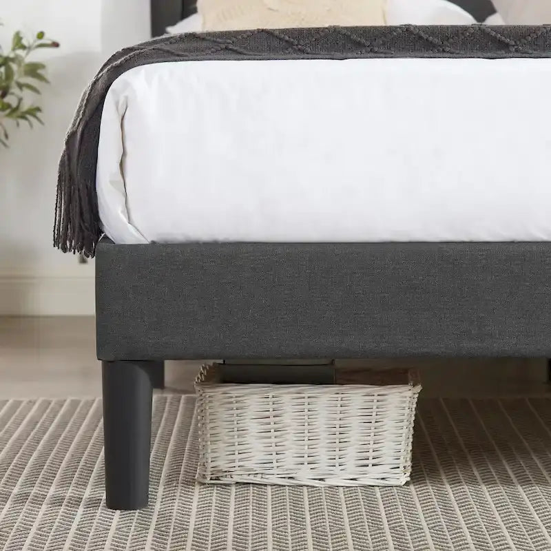VECELO Upholstered Platform Bed Frame with Adjustable Headboard