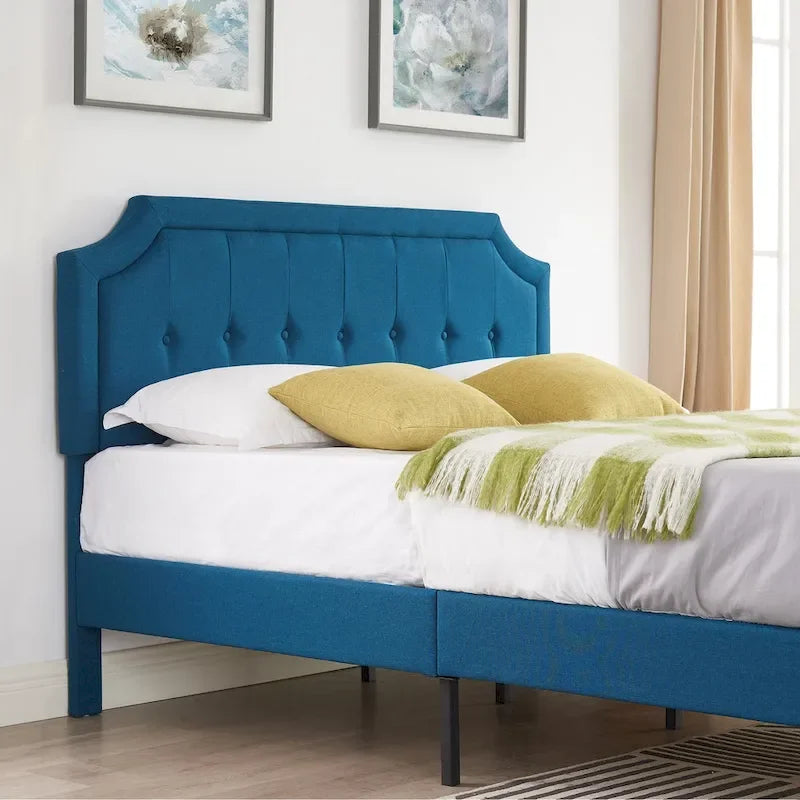 VECELO Upholstered Platform Bed Frame with Adjustable Headboard