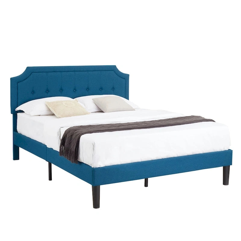 VECELO Upholstered Platform Bed Frame with Adjustable Headboard