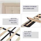 VECELO Tufted Upholstered Platform Bed Frame with Adjustable Headboard,Beige-Just have Full Size Bed