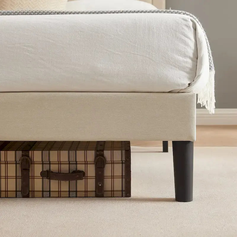 VECELO Tufted Upholstered Platform Bed Frame with Adjustable Headboard,Beige-Just have Full Size Bed