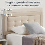 VECELO Tufted Upholstered Platform Bed Frame with Adjustable Headboard,Beige-Just have Full Size Bed
