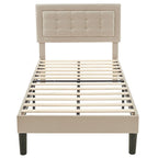 VECELO Tufted Upholstered Platform Bed Frame with Adjustable Headboard,Beige-Just have Full Size Bed