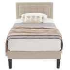 VECELO Tufted Upholstered Platform Bed Frame with Adjustable Headboard,Beige-Just have Full Size Bed