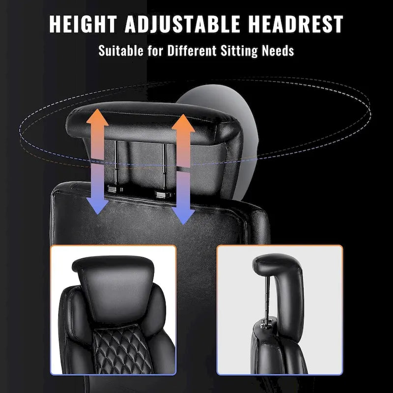 BOSSIN Lift-Headrest Big and Tall Office Chair 500lb - Heavy-Duty Leather with Retractable Footrest & Lumbar Support