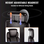 BOSSIN Lift-Headrest Big and Tall Office Chair 500lb - Heavy-Duty Leather with Retractable Footrest & Lumbar Support