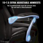 BOSSIN Lift-Headrest Big and Tall Office Chair 500lb - Heavy-Duty Leather with Retractable Footrest & Lumbar Support