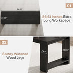 2 Person Desk, 86  Extra Long Desk, Double Computer Desk Workstation