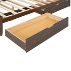 Queen Size Bed Frame with Twin XL Size Trundle and 2 Big Drawers, Wooden Platform Bed with Headboard and Slats Support
