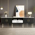 Modern TV Stand with 2 Cabinets& Open Compartments, Television Console for Living Room, Bedroom