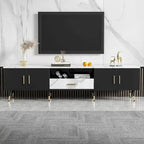Modern TV Stand with 2 Cabinets& Open Compartments, Television Console for Living Room, Bedroom