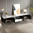 Modern TV Stand with 2 Cabinets& Open Compartments, Television Console for Living Room, Bedroom