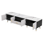 Modern TV Stand with 2 Cabinets& Open Compartments, Television Console for Living Room, Bedroom