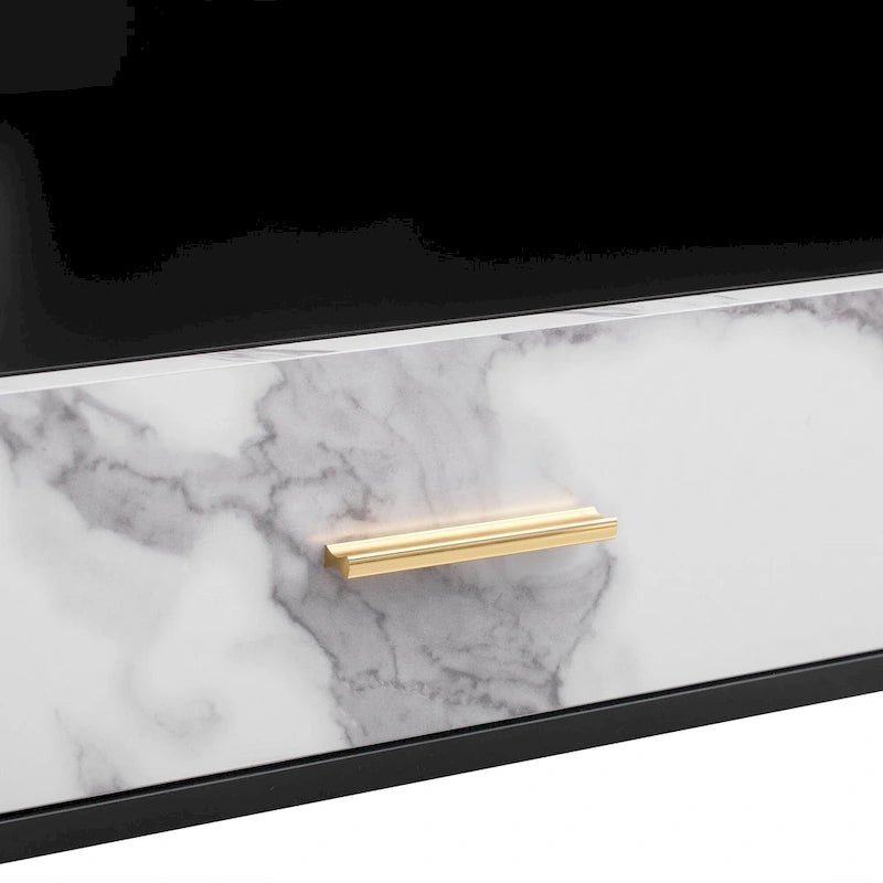 Modern TV Stand with 2 Cabinets& Open Compartments, Television Console for Living Room, Bedroom