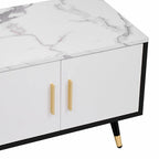 Modern TV Stand with 2 Cabinets& Open Compartments, Television Console for Living Room, Bedroom