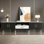 Modern TV Stand with 2 Cabinets& Open Compartments, Television Console for Living Room, Bedroom