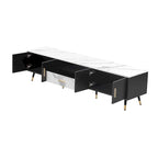 Modern TV Stand with 2 Cabinets& Open Compartments, Television Console for Living Room, Bedroom