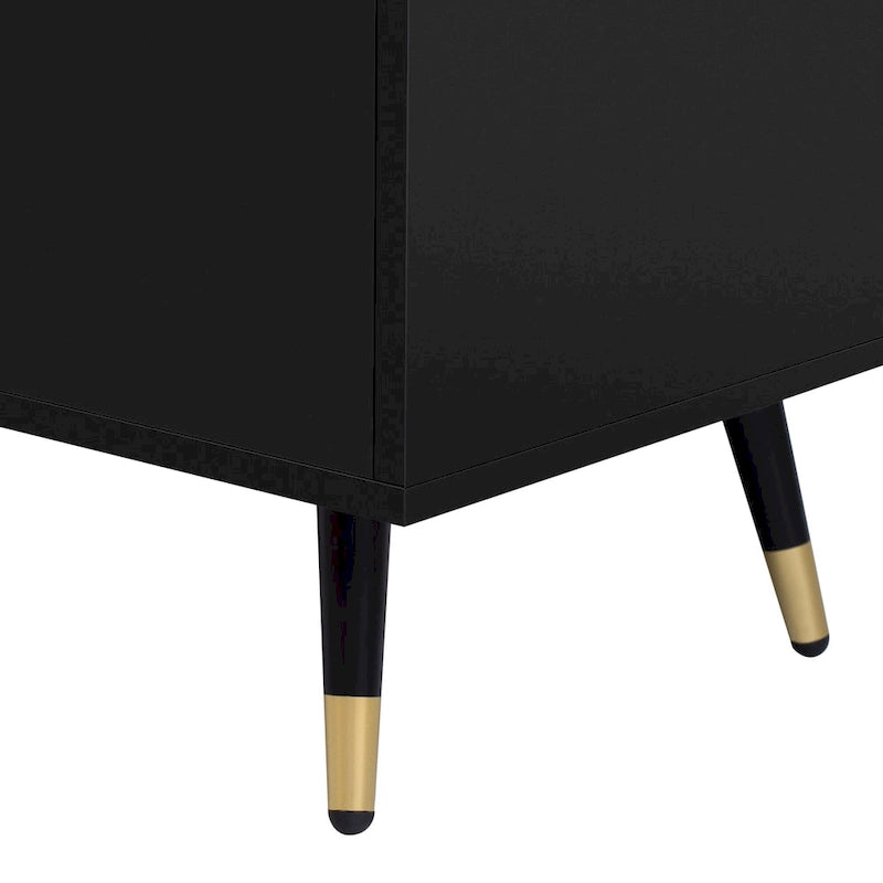 Modern TV Stand with 2 Cabinets& Open Compartments, Television Console for Living Room, Bedroom