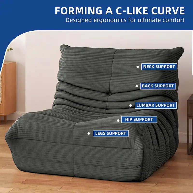 Moasis Bean Bag Chairs Single Sofa with Memory Foam,Lazy Floor Sofa for Adults & Kids