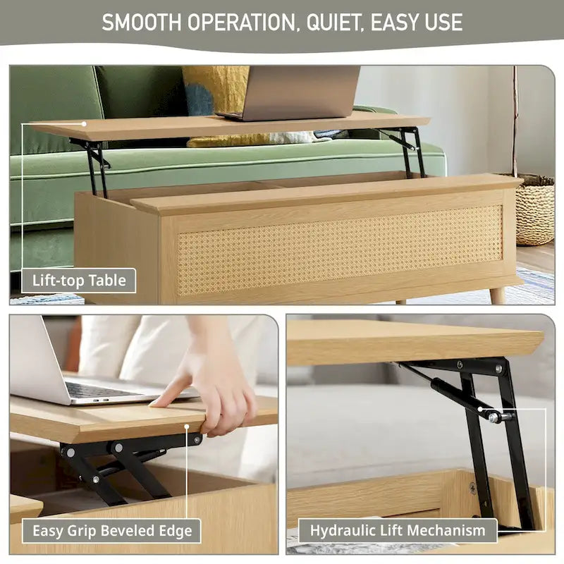 Chelsea Square Teagan Rattan Lift-Top Coffee Table with Storage - 42  x 17