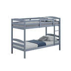 Modern Gray Solid Wood Twin Over Twin Bunk Bed with Ladder