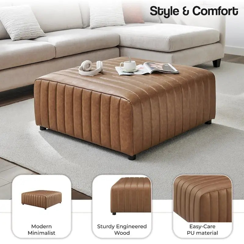 Harland Faux Leather Square Coffee Table/Ottoman