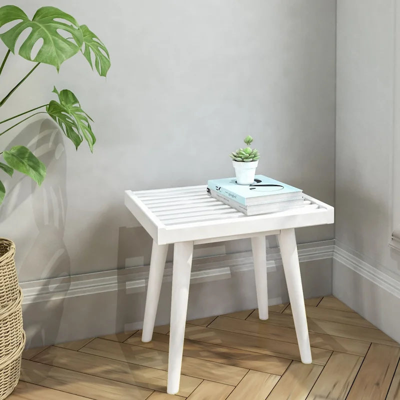 Plank and Beam Mid Century Modern Wood Square Bench