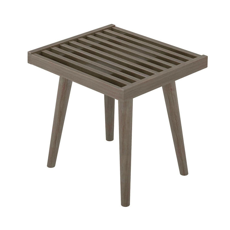 Plank and Beam Mid Century Modern Wood Square Bench