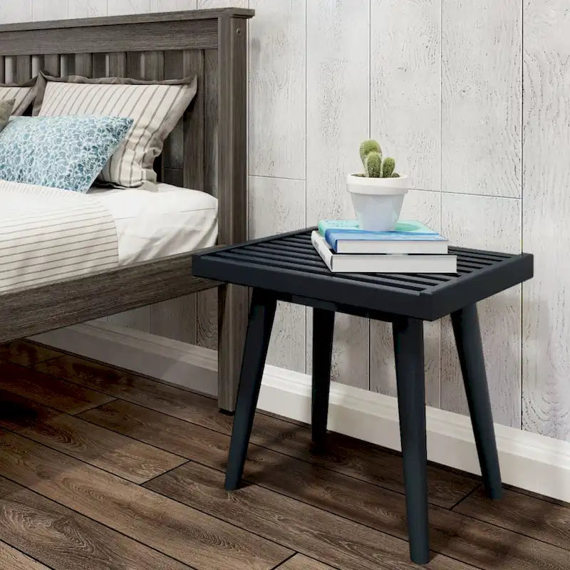 Plank and Beam Mid Century Modern Wood Square Bench