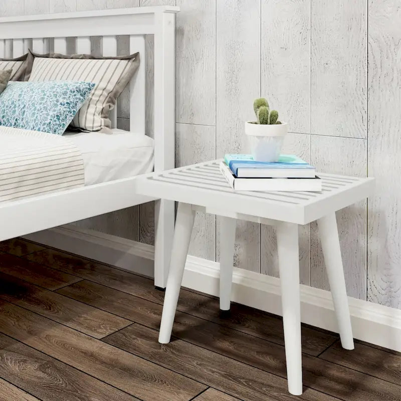 Plank and Beam Mid Century Modern Wood Square Bench