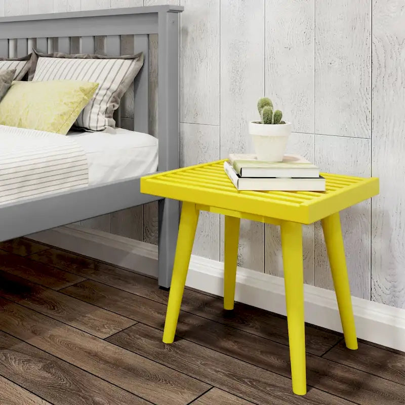 Plank and Beam Mid Century Modern Wood Square Bench