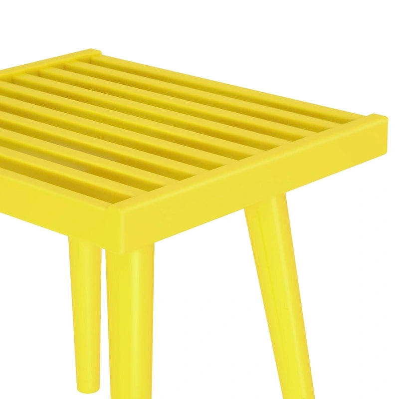 Plank and Beam Mid Century Modern Wood Square Bench