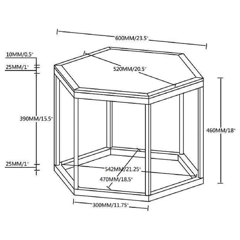 Hexagon Glass Top Accent Table