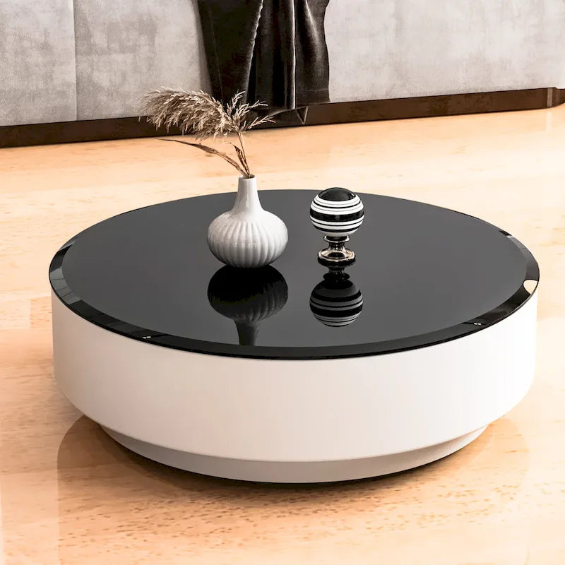 Inch Round Tempered Glass Table Top black Glass Thick Beveled Polished Edge