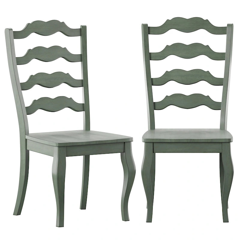 Ronda French Ladder Back Wood Dining Chairs (Set of 2)