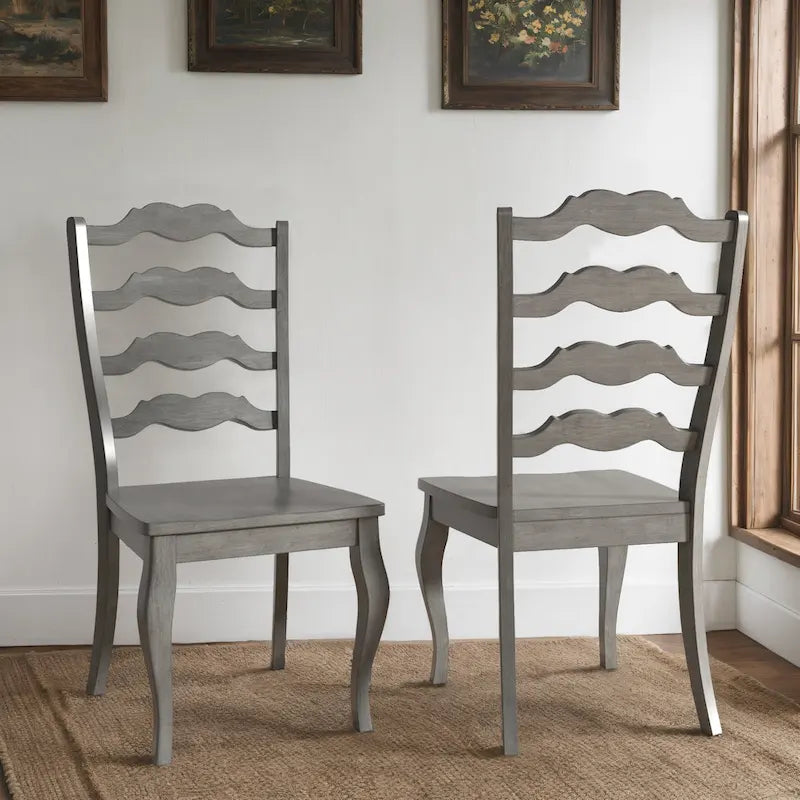 Ronda French Ladder Back Wood Dining Chairs (Set of 2)