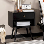 Middlebrook Mid-Century Solid Wood 1-Drawer, 1 Shelf Nightstand
