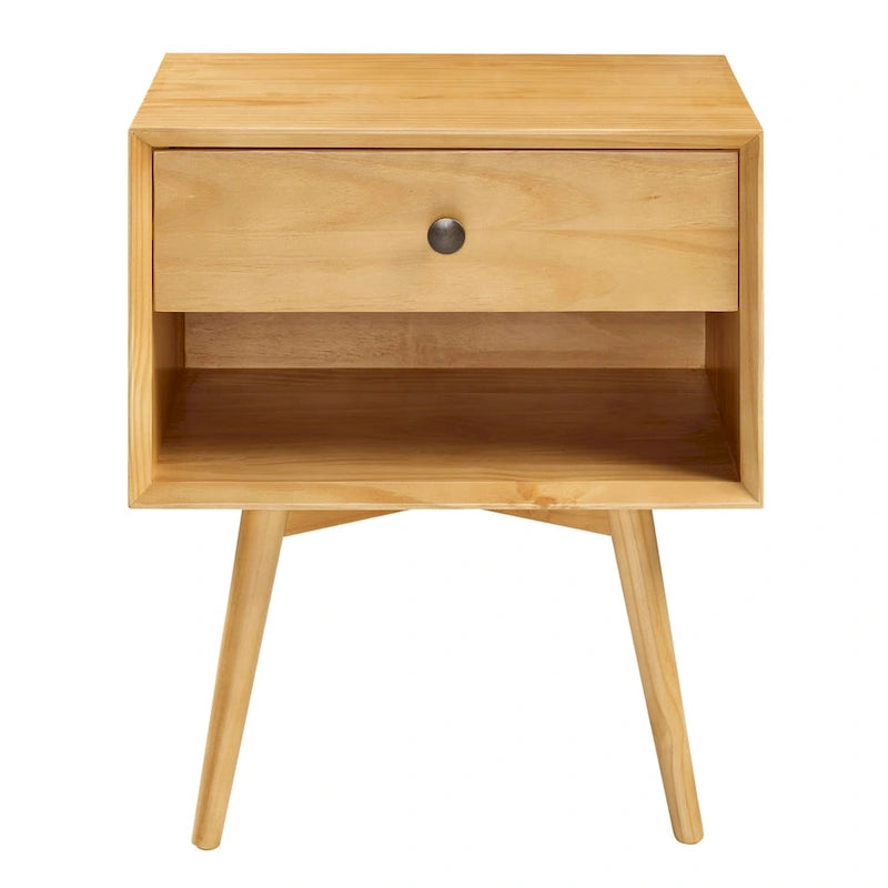 Middlebrook Mid-Century Solid Wood 1-Drawer, 1 Shelf Nightstand
